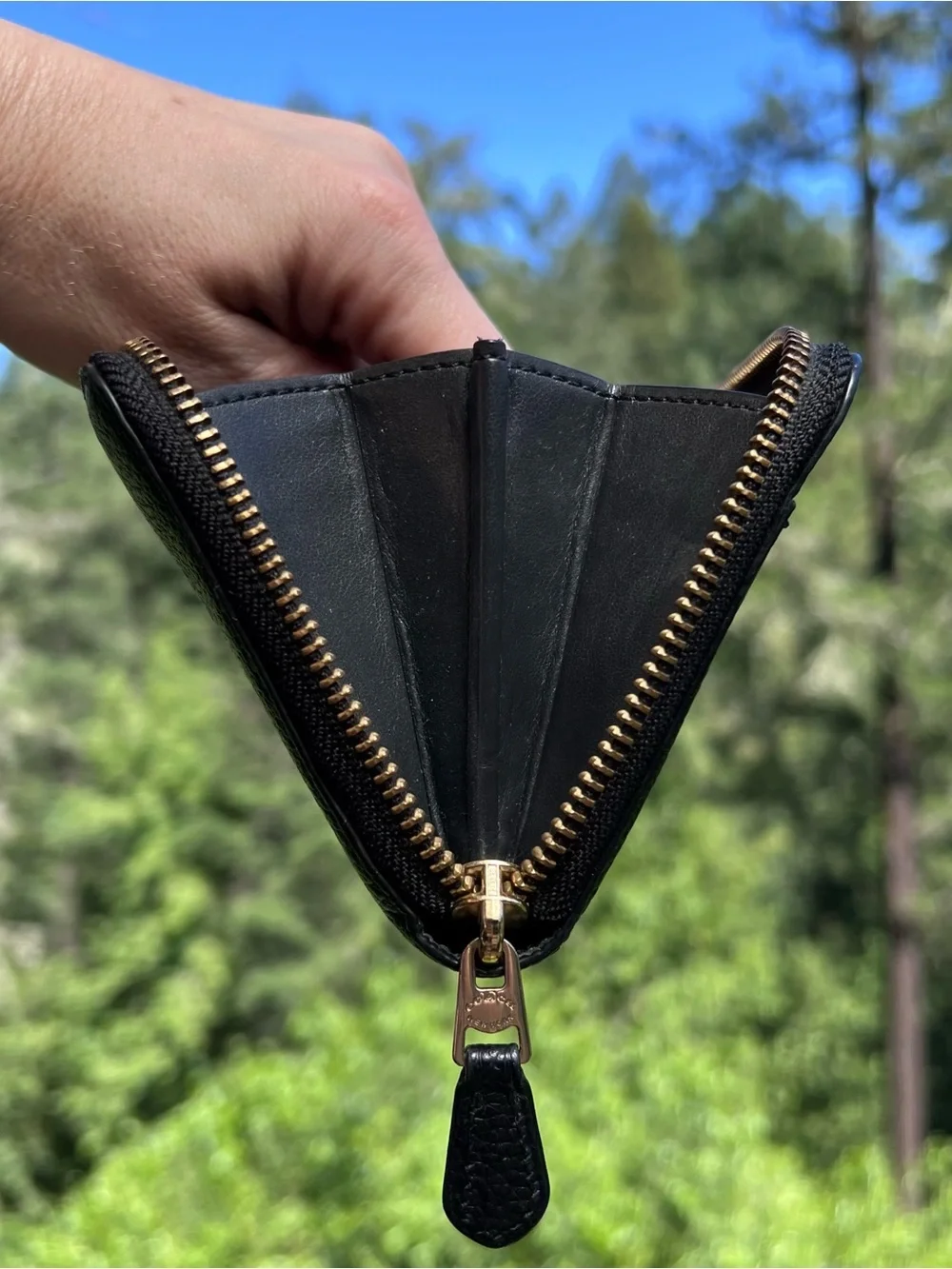 COACH Long Zip-Around Black Pebble Leather Wallet with Gold Hardware AUTHENTIC